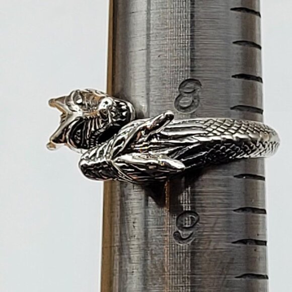 NEW Double Dragon Sterling Silver Ring Mythical Design Fantasy Game Thrones Goth - Picture 7 of 8
